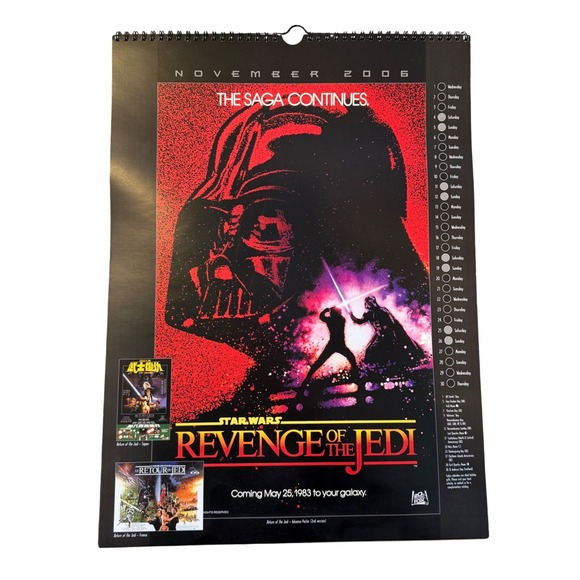 Star Wars 2006 Poster Calendar Lucasfilm Movie Art Revenge of the Jedi Yoda - Picture 3 of 14